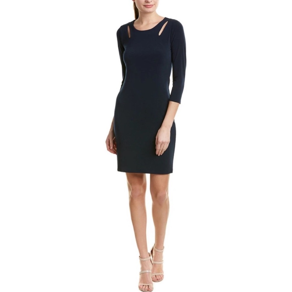 Anthropologie VELVET Graham & Spencer Cut Out Dress M Black Pearline Sheath NWT